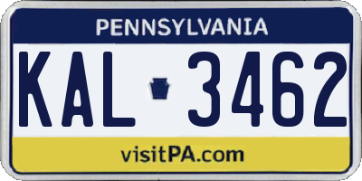 PA license plate KAL3462