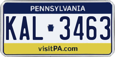 PA license plate KAL3463