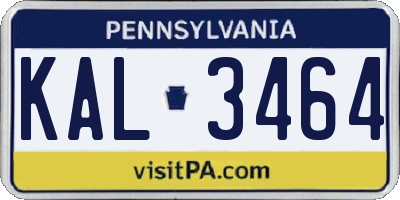 PA license plate KAL3464