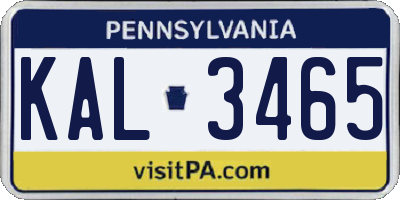 PA license plate KAL3465