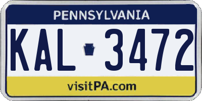 PA license plate KAL3472