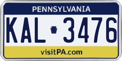 PA license plate KAL3476