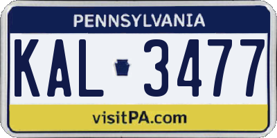 PA license plate KAL3477
