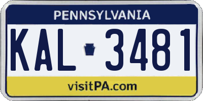 PA license plate KAL3481