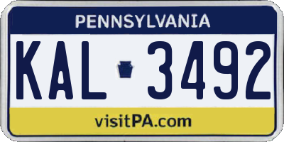 PA license plate KAL3492