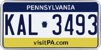 PA license plate KAL3493