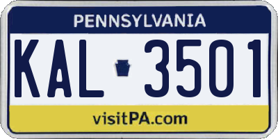 PA license plate KAL3501