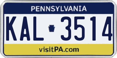 PA license plate KAL3514