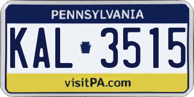 PA license plate KAL3515
