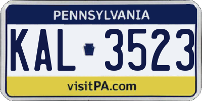 PA license plate KAL3523