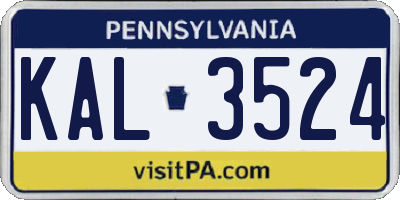 PA license plate KAL3524