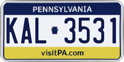 PA license plate KAL3531