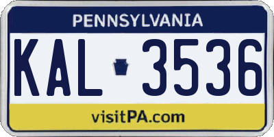 PA license plate KAL3536