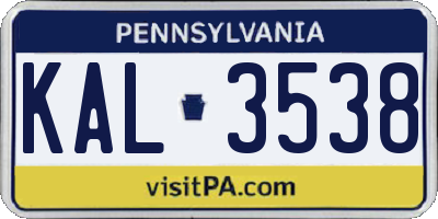 PA license plate KAL3538