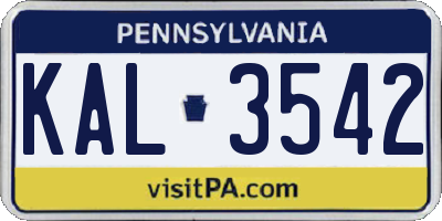 PA license plate KAL3542