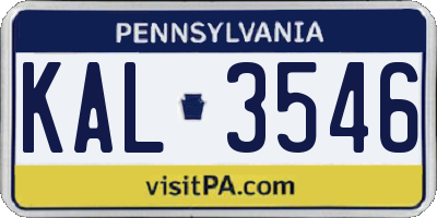 PA license plate KAL3546