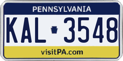 PA license plate KAL3548