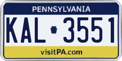 PA license plate KAL3551
