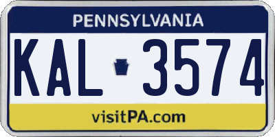 PA license plate KAL3574