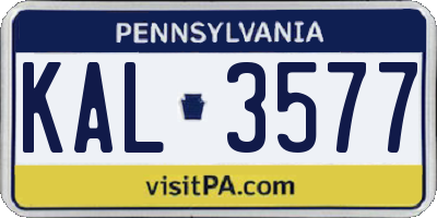 PA license plate KAL3577