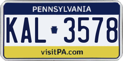 PA license plate KAL3578