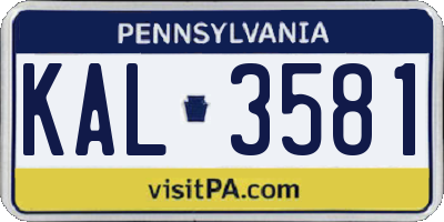 PA license plate KAL3581