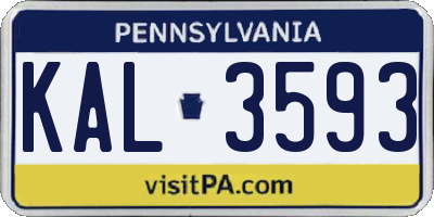 PA license plate KAL3593
