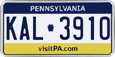 PA license plate KAL3910