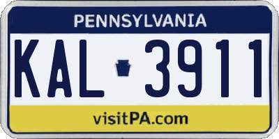 PA license plate KAL3911