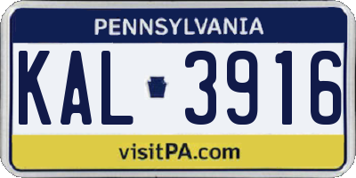 PA license plate KAL3916