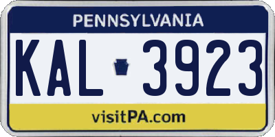 PA license plate KAL3923