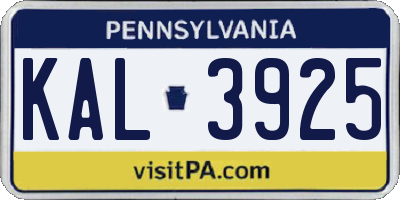 PA license plate KAL3925