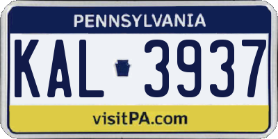 PA license plate KAL3937