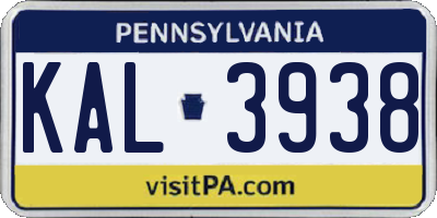 PA license plate KAL3938