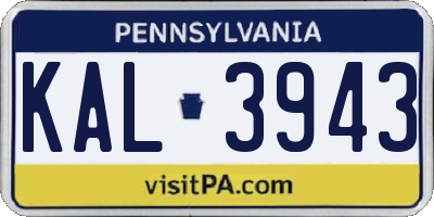 PA license plate KAL3943