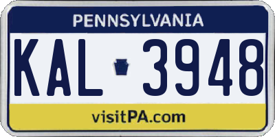 PA license plate KAL3948
