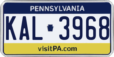 PA license plate KAL3968