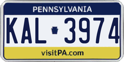 PA license plate KAL3974