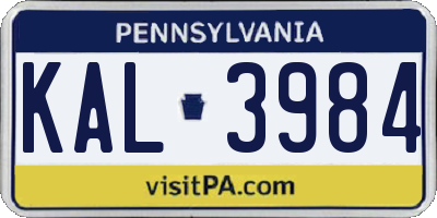 PA license plate KAL3984