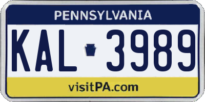 PA license plate KAL3989