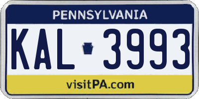 PA license plate KAL3993
