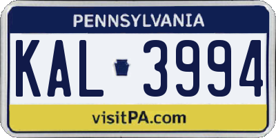 PA license plate KAL3994