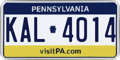 PA license plate KAL4014