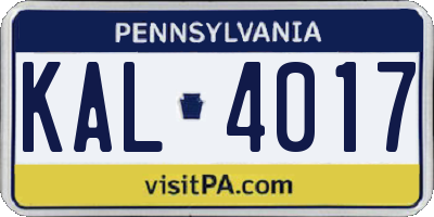 PA license plate KAL4017