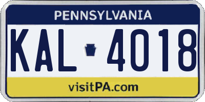 PA license plate KAL4018