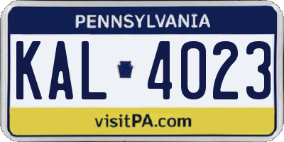 PA license plate KAL4023