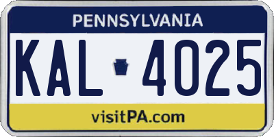 PA license plate KAL4025