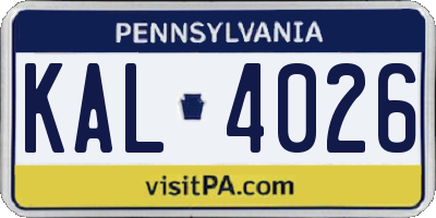 PA license plate KAL4026
