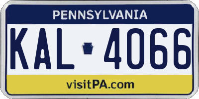 PA license plate KAL4066