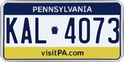 PA license plate KAL4073